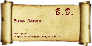 Busa Dénes névjegykártya